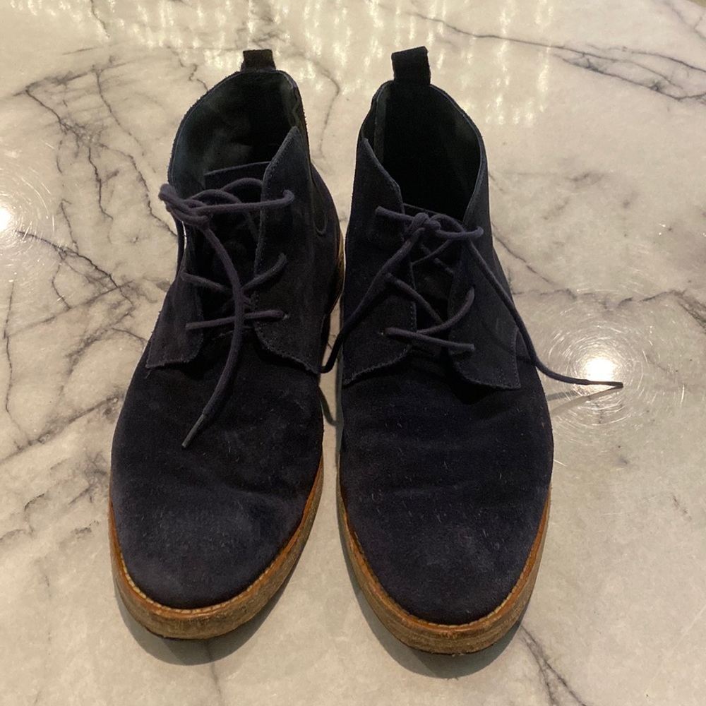 Men’s Mark Mason Los Angeles blue suede leather boots booties in EUC size 8